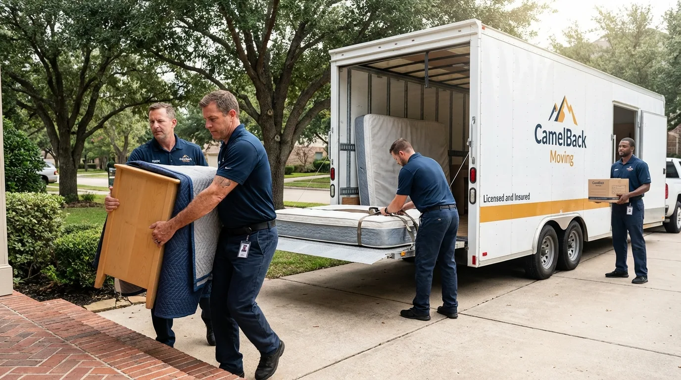 Crew loading residential truck for cross-state move from Riverhead, NY